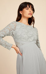 Selina Sage Lace Pleated Maxi Dress