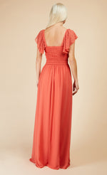 Coral Rose Embellished Sleeve Maxi Dress