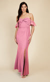 Rose Quartz Twist Detail Bardot Maxi Dress