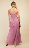 Rose Quartz Lace And Pleated Hem Maxi Dress