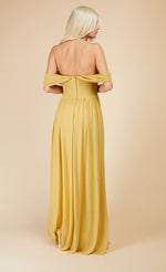 Yellow Draped Sleeve Maxi Dress