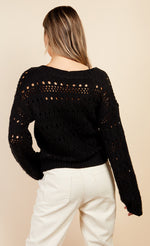 Black Open Knit Cardigan by Vogue Williams
