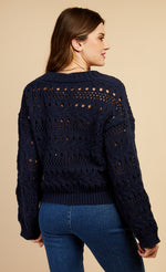 Navy Open Knit Cardigan by Vogue Williams