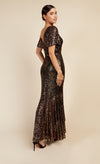 Black And Gold Sequin Fishtail Maxi Dress