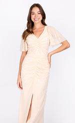 Nude Embellished Maxi Dress