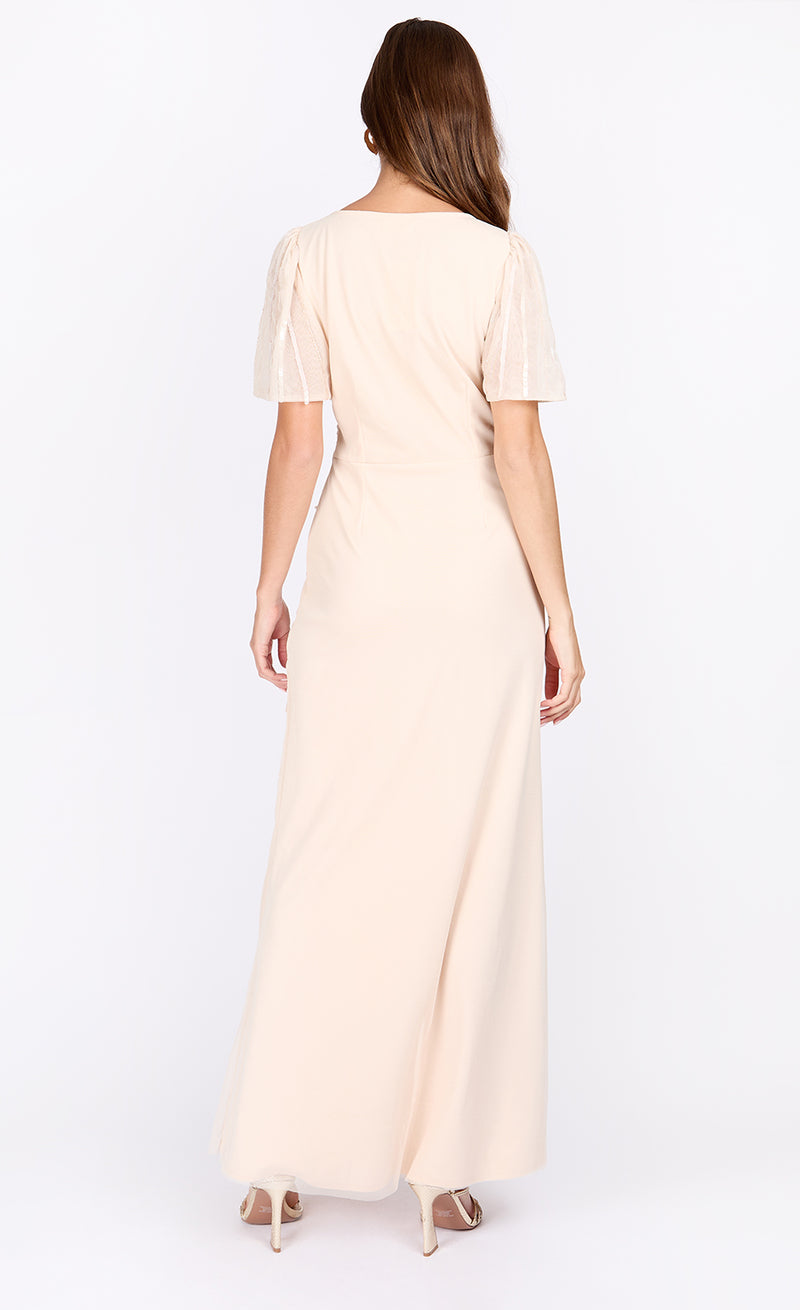 Nude Embellished Maxi Dress