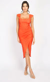 Orange Corset Midi Dress by Chloe Lewis