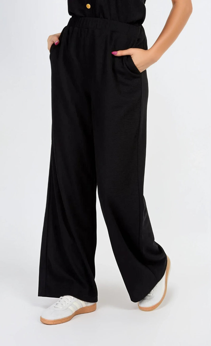 Black Wide Leg Knitted Trousers