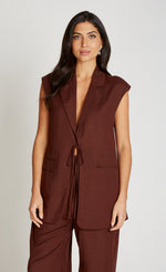 Chocolate Brown  Waistcoat With Linen