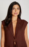 Chocolate Brown  Waistcoat With Linen