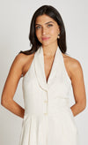 Cream Halter Neck Jumpsuit With Linen