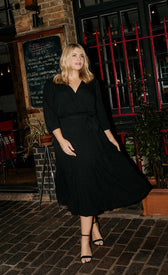 Black Mock Wrap Midaxi DressDressesMock Wrap DressLittle Mistress