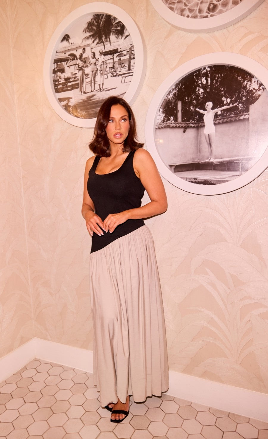 Elora Black Dropped Waist Midaxi Dress Vicky Pattison EDIT Elora Black Dropped Waist Midaxi Dress Vicky Pattison EDIT