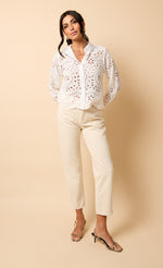 White Broderie Shirt by Vicky Pattison