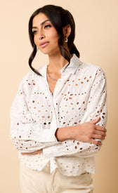 White Broderie Shirt by Vicky PattisonShirtsShirtLittle Mistress