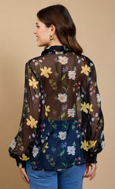 Portia Black Floral Print Chiffon ShirtShirtsChiffon ShirtLittle Mistress
