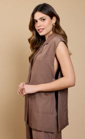 Zaria Mink Side Tie WaistcoatClothing TopsWaistcoatLittle Mistress