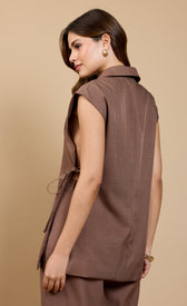 Zaria Mink Side Tie WaistcoatClothing TopsWaistcoatLittle Mistress