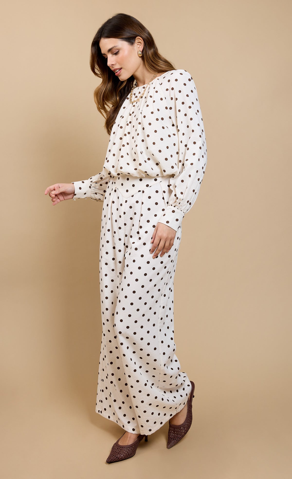 Clarisse Polka Dot Wide Leg TrousersTrousersTrousersLittle Mistress