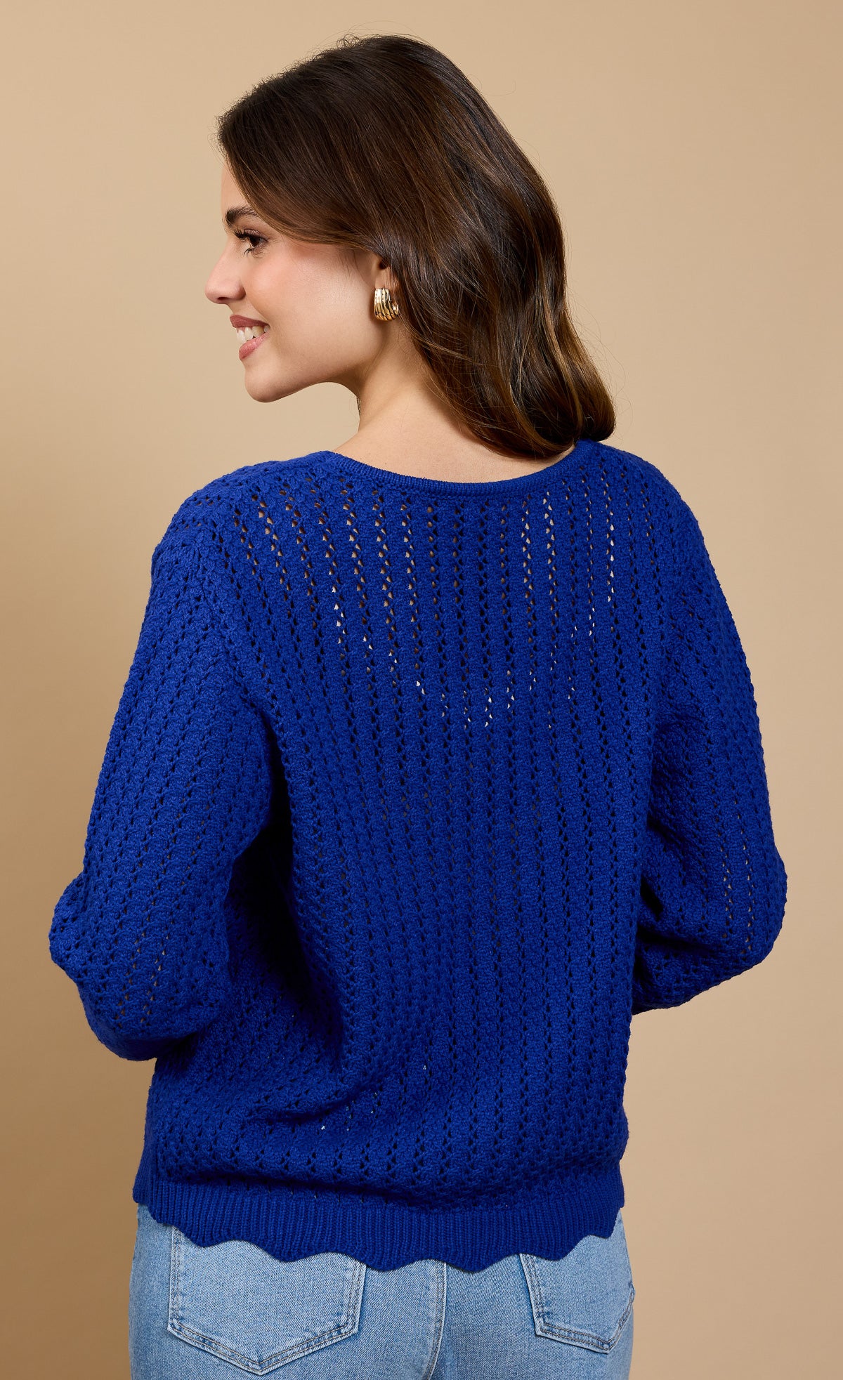 Alina Blue Crochet Rosette Detail Cardigan