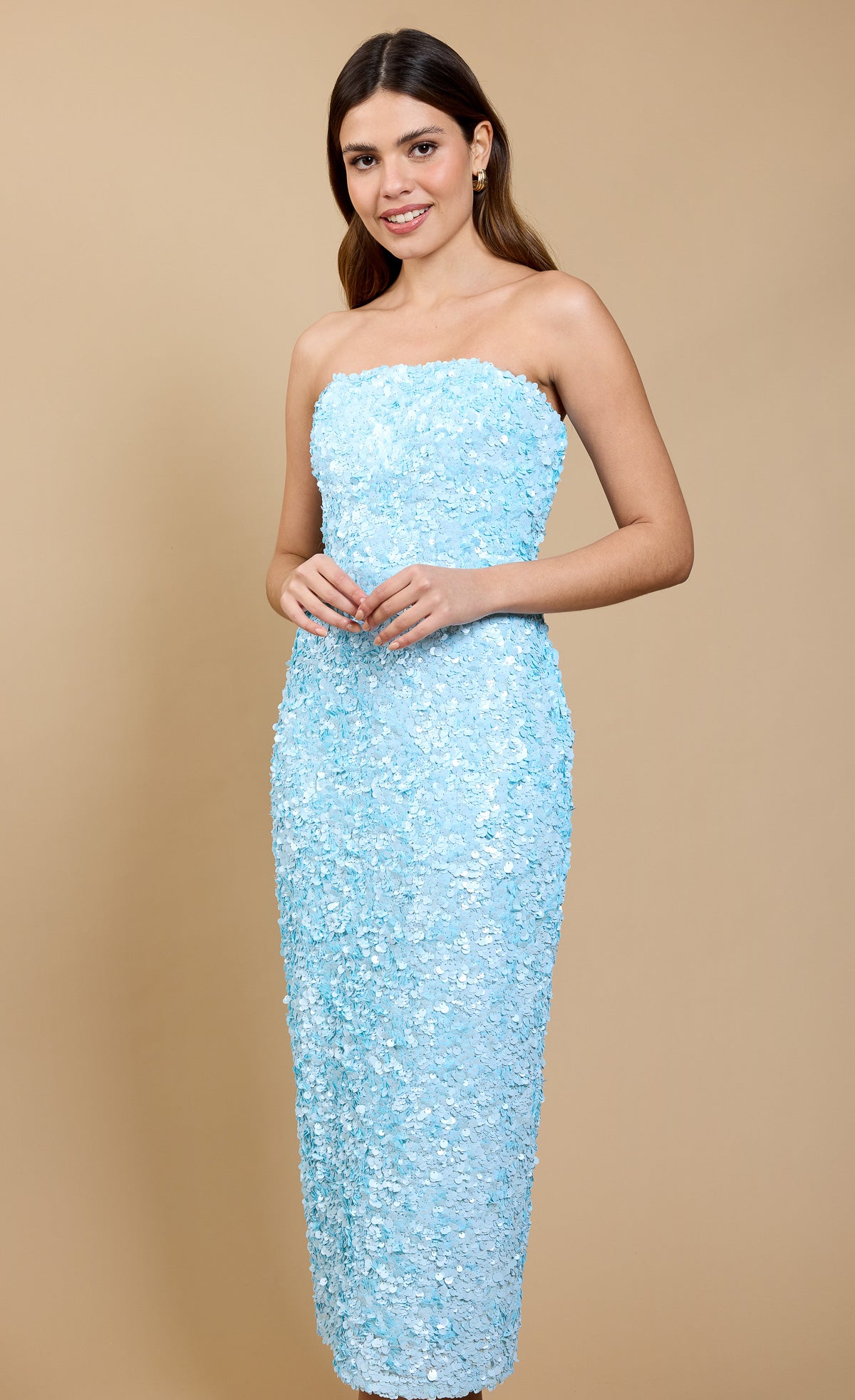 Claré Pale Blue Sequin Midaxi Dress