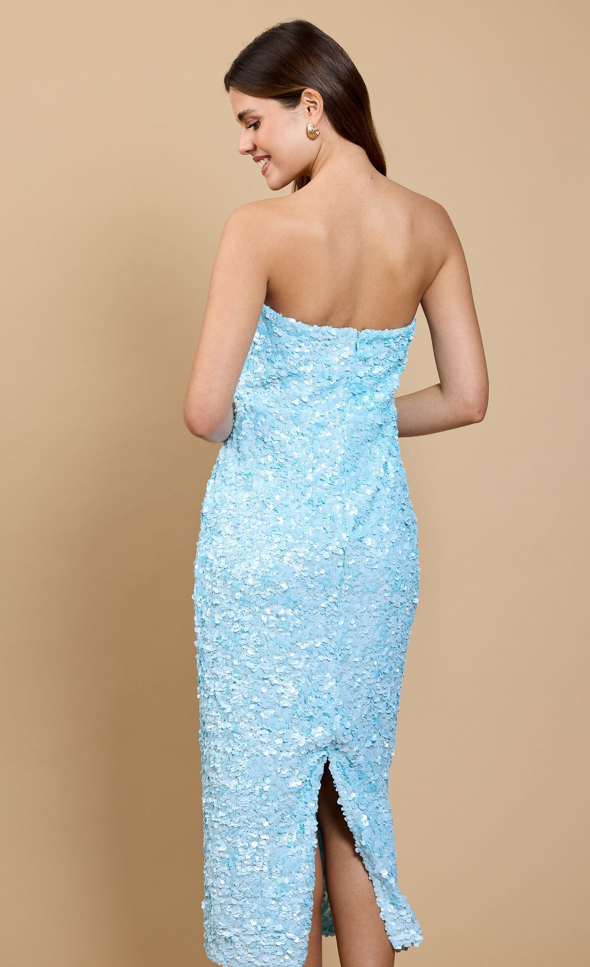 Claré Pale Blue Sequin Midaxi Dress