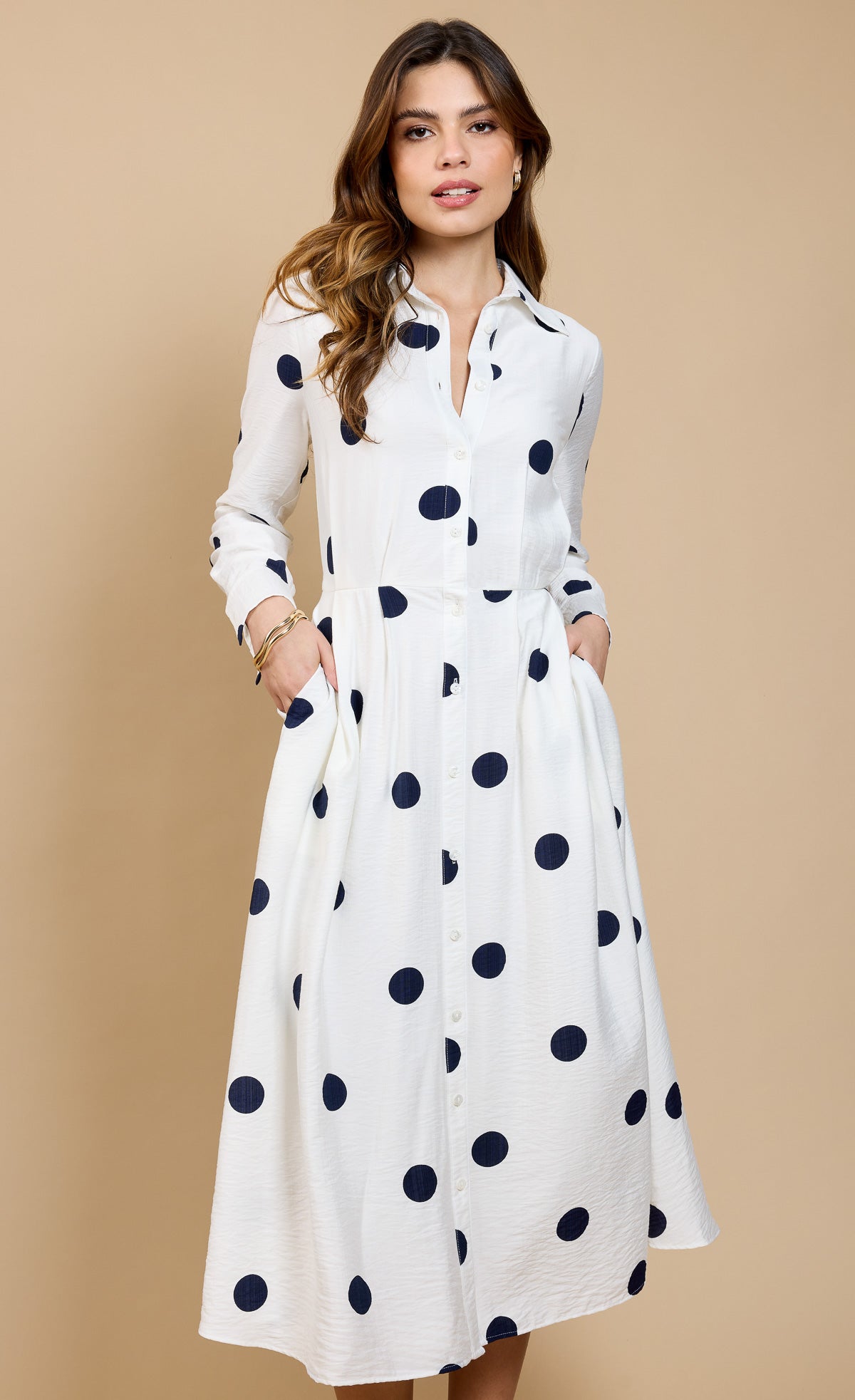 Spot Print Midaxi Shirt Dress - Effortless Elegance for You