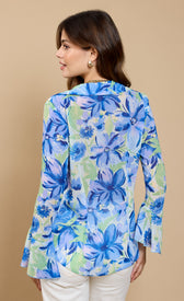 Blue Floral Print Frill Top by Vicky PattisonBlousesTops & BlousesLittle Mistress