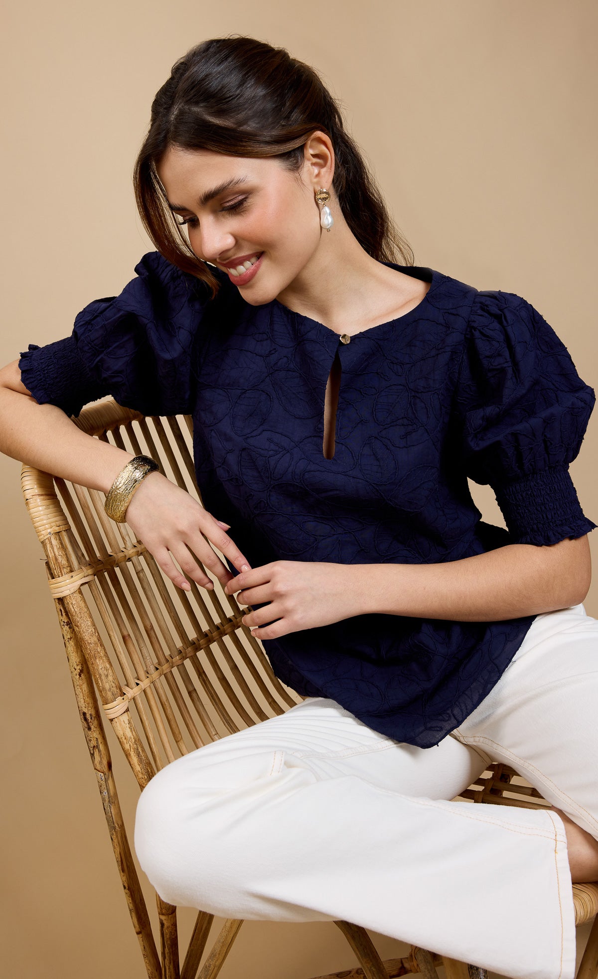 Navy Embroidered Top by Vicky PattisonBlousesTops & BlousesLittle Mistress