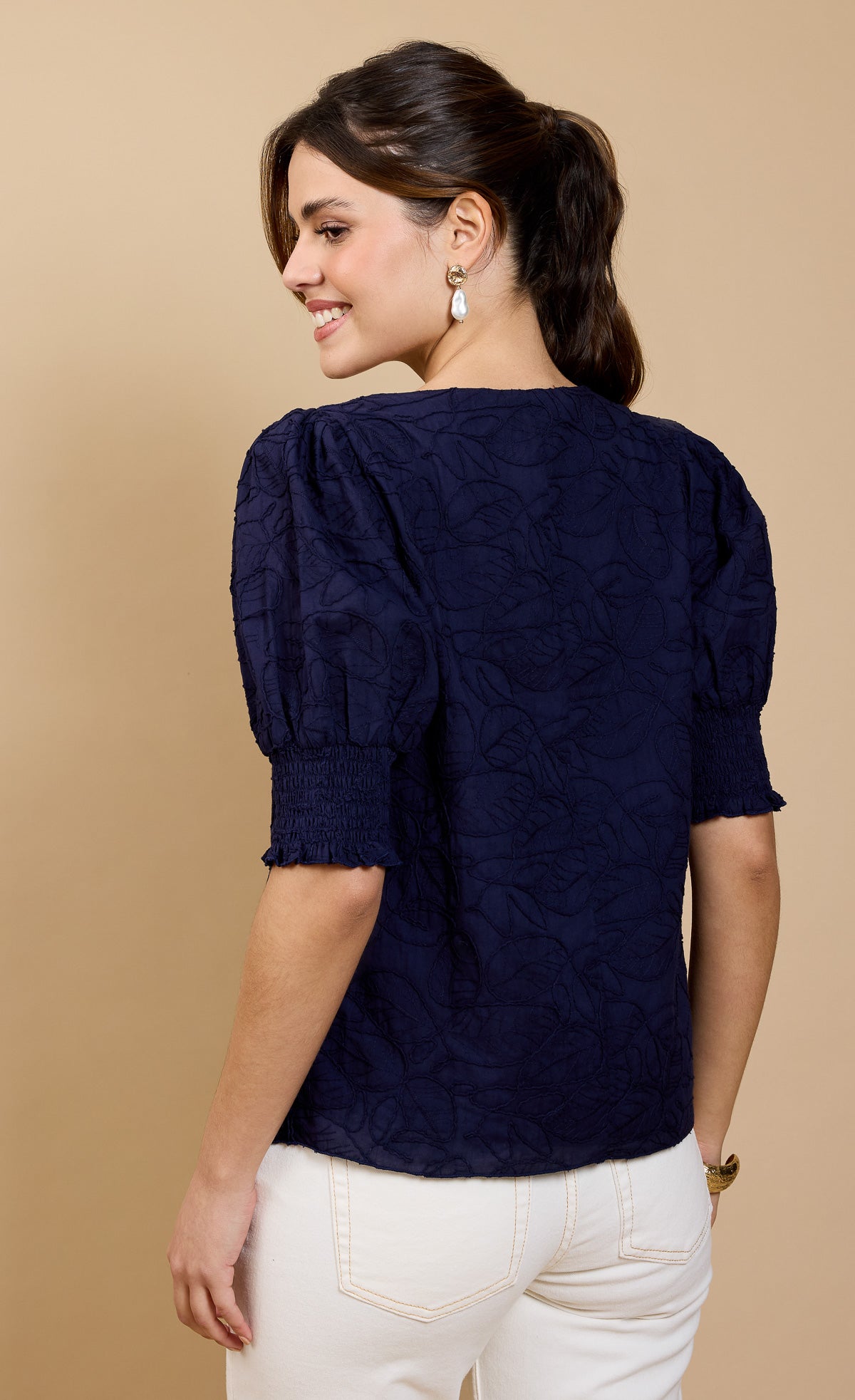 Navy Embroidered Top by Vicky Pattison