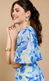Blue Floral Print Knot Detail Midaxi Dress by Vicky PattisonDressesDressesLittle Mistress