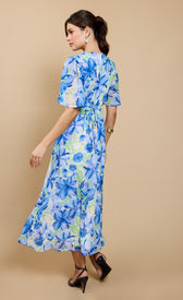 Blue Floral Print Knot Detail Midaxi Dress by Vicky PattisonDressesDressesLittle Mistress