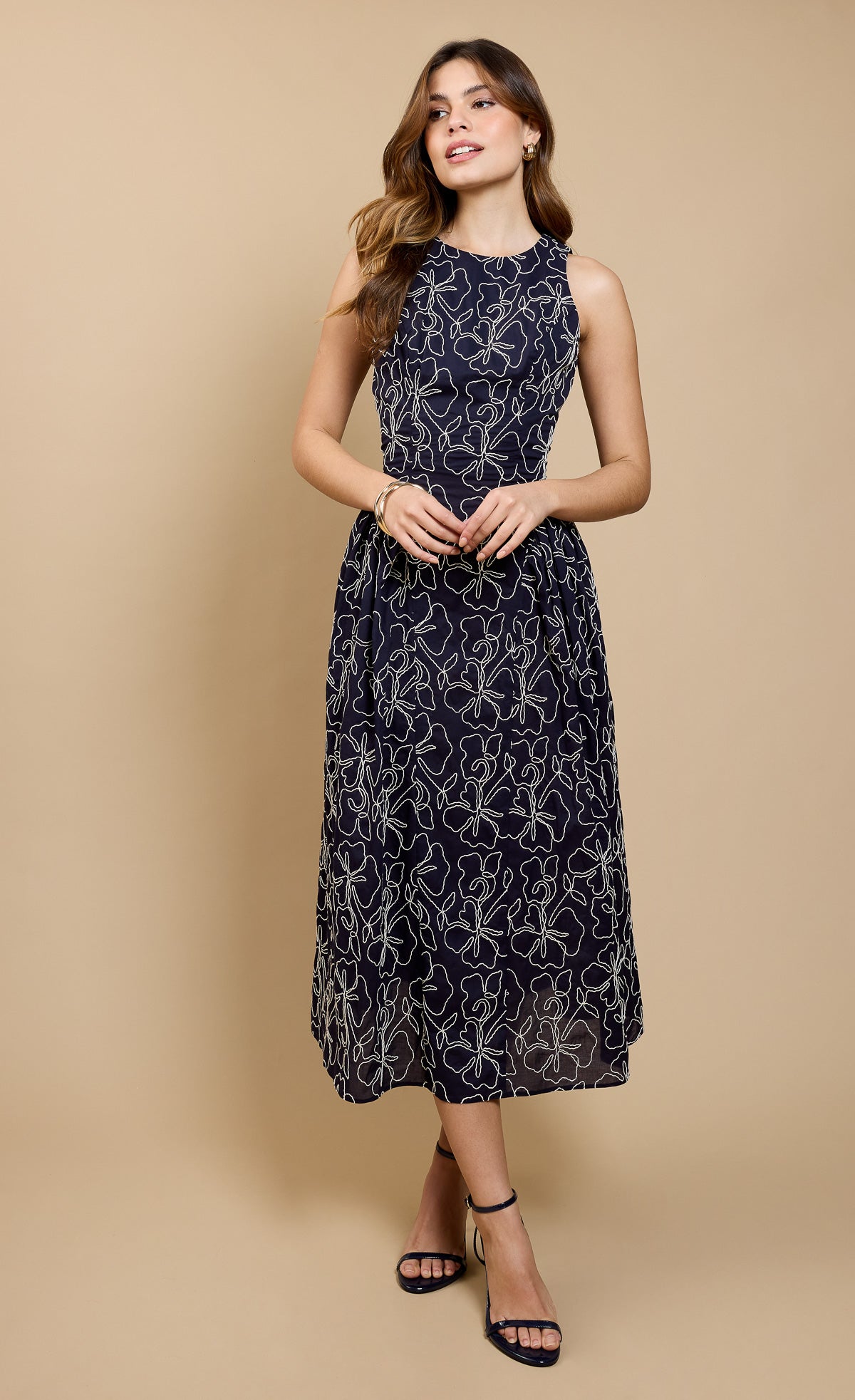Navy Embroidered Midaxi Dress by Vicky Pattison