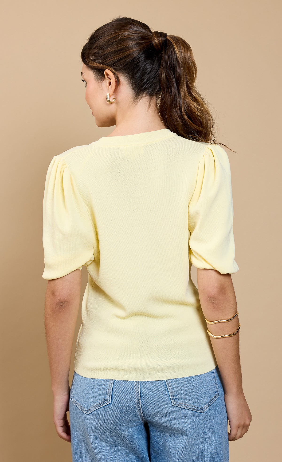 Lemon Puff Sleeve Cardigan by Vicky Pattison