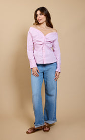 Laurette Pink Stripe Twist Detail ShirtShirtsTops & BlousesLittle Mistress