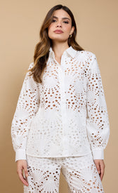 Lumen White Broderie ShirtShirtsTops & BlousesLittle Mistress