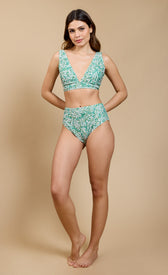 Nerissa Green Print Tie Back Bikini Top by Vicky PattisonClassic BikinisSwimwearLittle Mistress