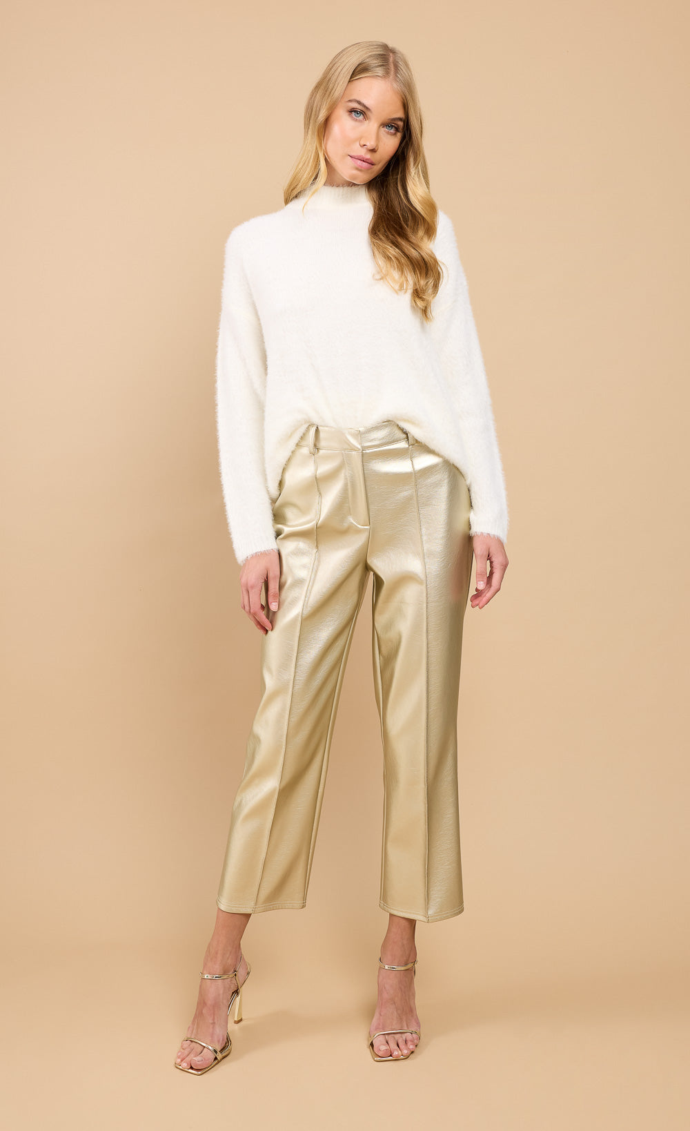 Gold PU Trousers: Modern Elegance by Vicky Pattison