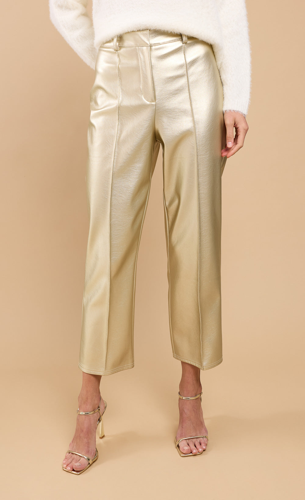 Gold PU Trousers: Modern Elegance by Vicky Pattison