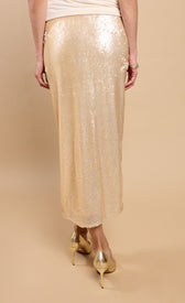 Oyster Sequin Midaxi Skirt by Vicky PattisonSkirtsSequin SkirtLittle Mistress