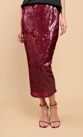 Red Sequin Midaxi Skirt by Vicky PattisonSkirtsSequin SkirtLittle Mistress