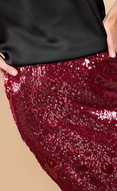 Red Sequin Midaxi Skirt by Vicky PattisonSkirtsSequin SkirtLittle Mistress