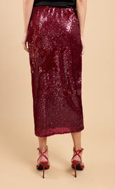 Red Sequin Midaxi Skirt by Vicky PattisonSkirtsSequin SkirtLittle Mistress