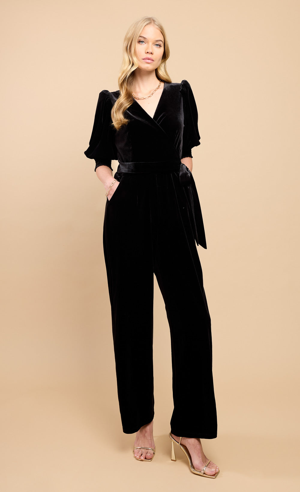 Black Velvet Wide Leg Jumpsuit by Vicky Pattison