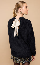 Black Soft Jumper with Bow Detail by Vicky Pattison, featuring a chic bow at the back and soft-touch fabric.