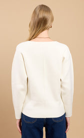 Oyster Structured Cardigan by Vicky Pattison back view, featuring a chic, polished fit in neutral color.