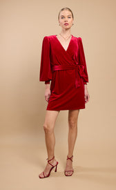 Ruby Red Velvet Mock Wrap Mini Dress by Vicky PattisonDressesDressesLittle Mistress