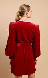 Ruby Red Velvet Mock Wrap Mini Dress by Vicky PattisonDressesDressesLittle Mistress