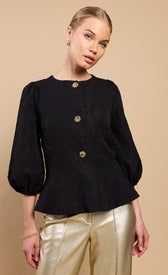 Black Textured Blouse by Vicky PattisonBlousesBlousesLittle Mistress