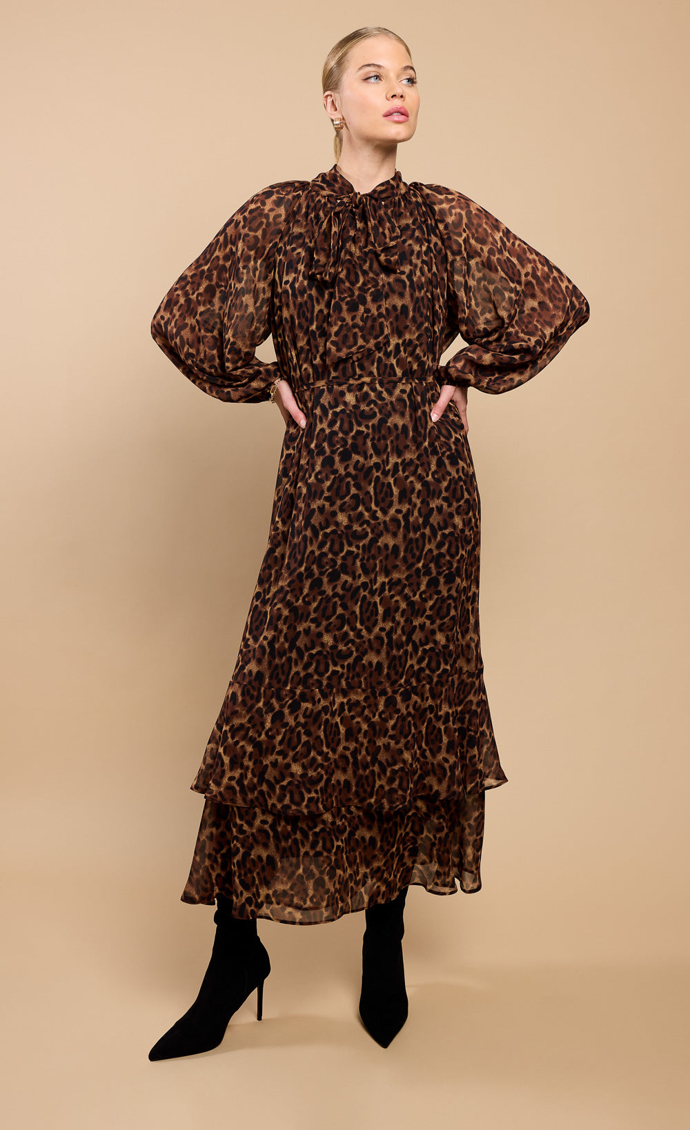 Leopard Print Chiffon Midaxi Dress by Vicky Pattison